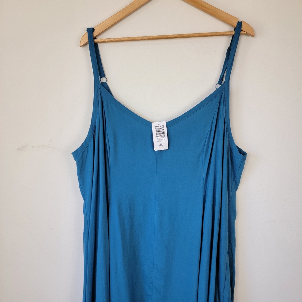 Torrid Maxi Challis Trapeze Dress 2X NWT Bluesteel Plus Size Sleeveless New - Picture 3 of 12